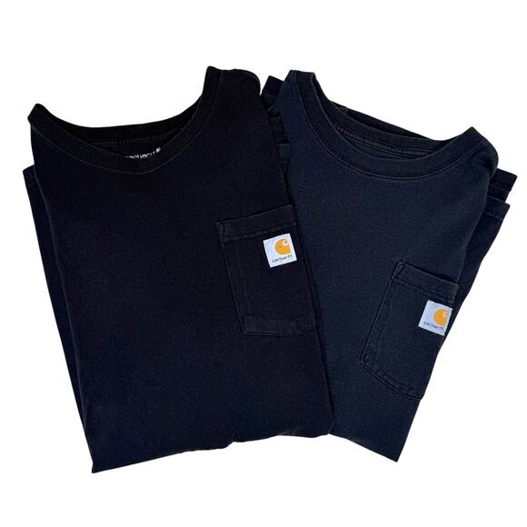 Carhartt Mens Black Loose Fit T-Shirt Lot of 2 Size L Work Shirt - Picture 1 of 12